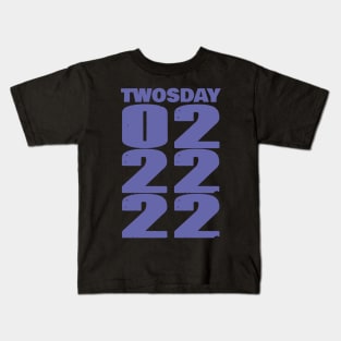 Twosday 022222 in Very Peri Periwinkle Blue Typography Kids T-Shirt